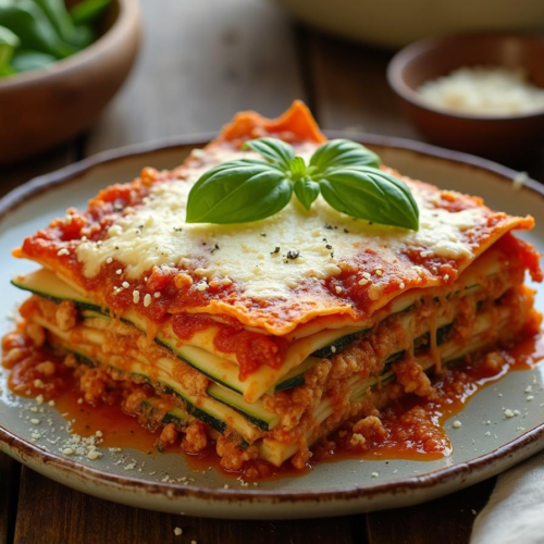 Rețetă south beach lasagna de dovlecei cu carne de pui și mozzarella