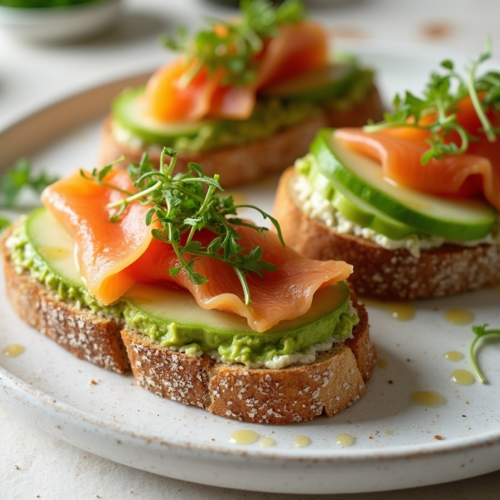 Rețetă ketogenică tartine cu somon afumat și avocado