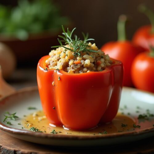 Rețetă hipocalorica vegana si vegetariana ardei umpluți de post cu ciuperci